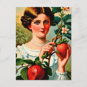 Vintage Erdbeerwerbung Postkarte