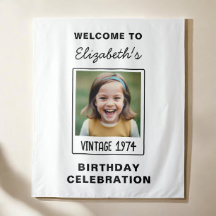 Vintage Erinnerungsfoto zum besonderen Geburtstag Wandteppich