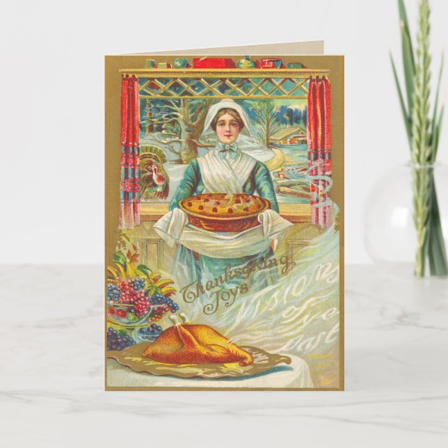 Vintage Erntedank-Festkarte Feiertagskarte (Vorderseite)