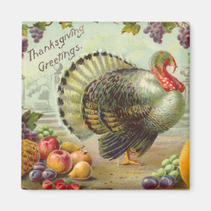 Vintage Erntedank-Gruß-quadratischer Magnet
