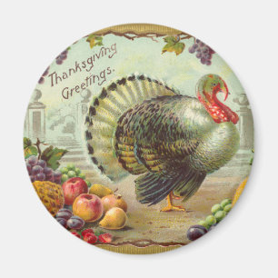 Vintage Erntedank-Gruß-runder Magnet