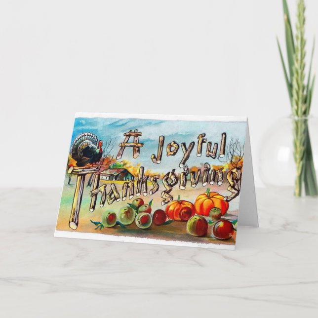 Vintage Erntedank-Karte Feiertagskarte (Vorderseite)