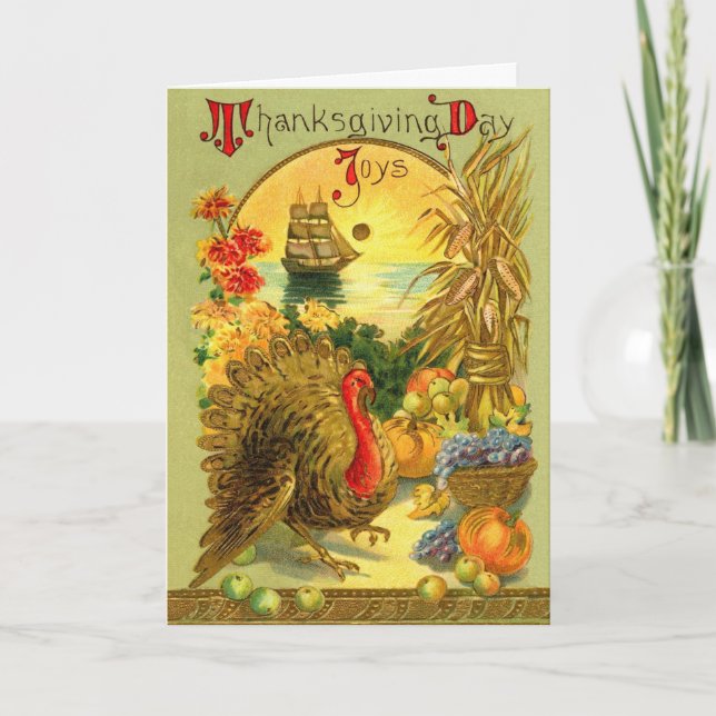 Vintage Erntedank-Tageskarte Feiertagskarte (Vorderseite)
