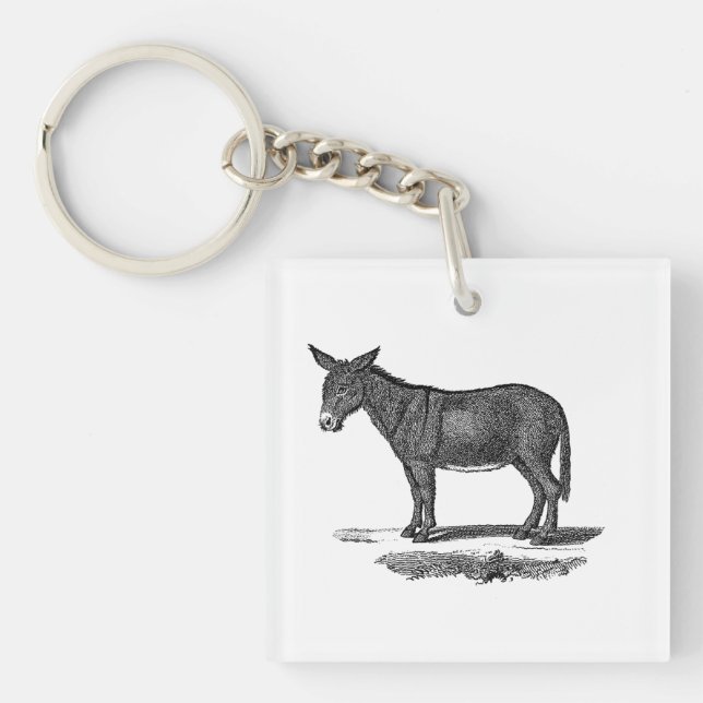 Vintage Esel-Illustration - Esel 1800's Schlüsselanhänger (Vorderseite)