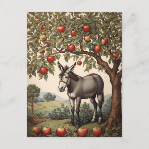 Vintage Esel unter einem Apfelbaum Postkarte