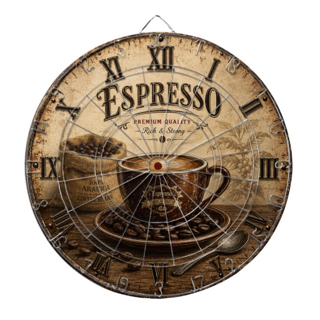 Vintage Espresso Coffee Dartscheibe (vorne)