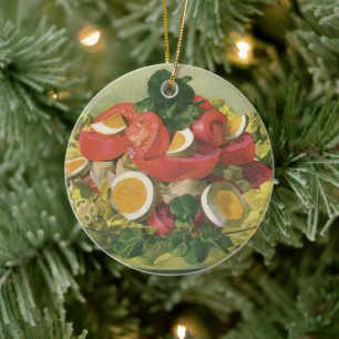 Vintage-Essen, Bio-Mischsalat Mesclun Keramikornament