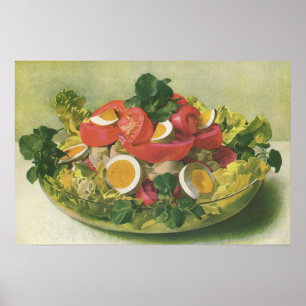 Vintage-Essen, Bio-Mischsalat Mesclun Poster