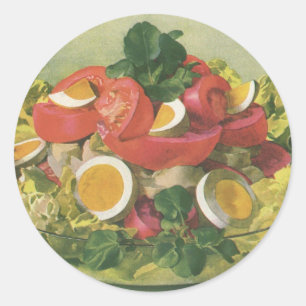 Vintage-Essen, Bio-Mischsalat Mesclun Runder Aufkleber