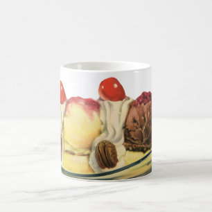 Vintage-Essensdesserts, Bananensplit-Kirschen Kaffeetasse