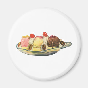 Vintage-Essensdesserts, Bananensplit-Kirschen Magnet