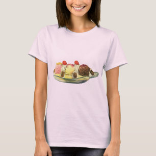 Vintage-Essensdesserts, Bananensplit-Kirschen T-Shirt