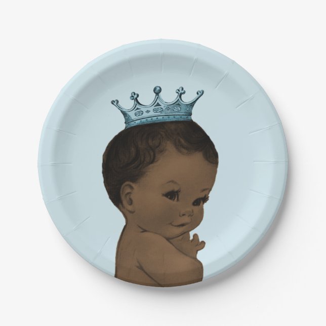 Vintage Ethnic Prince Baby Dusche blau Pappteller (Vorderseite)