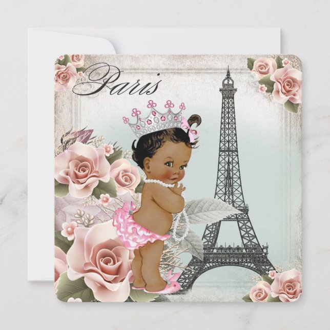 Vintage Ethnic Princess Paris Babydusche Einladung (Vorderseite)