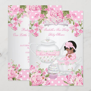 Vintage Ethnische Babyparty Mädchen Rosa Teeparty Einladung