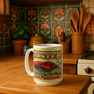 Vintage-Etikett für Nova Scotia-Hummer in Dosen Kaffeetasse