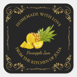 Vintage Étiquette Carré de confiture d'ananas fait