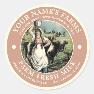Vintage Étiquette de lait frais de ferme Modèle