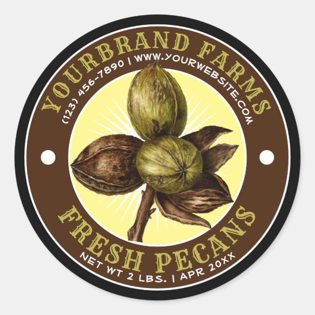 Vintage Étiquette de Pecans frais Modèle (Devant)