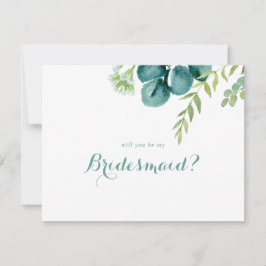 Vintage Eukalyptus-Bridesmaid-Vorschlagskarte Mitteilungskarte