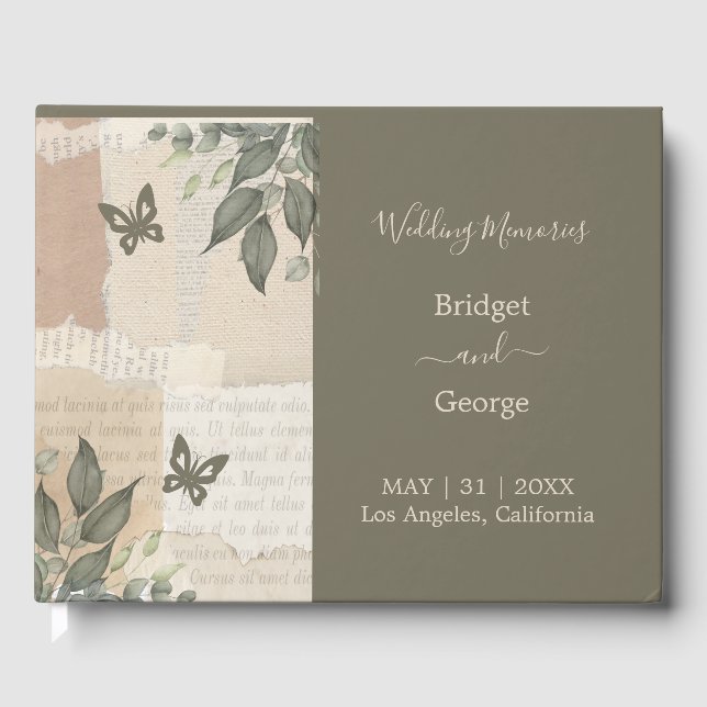 Vintage Eukalyptus-Hochzeit Gästebuch (Vorderseite)