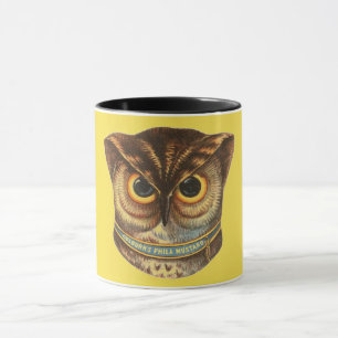 Vintage Eule-Illustration Tasse