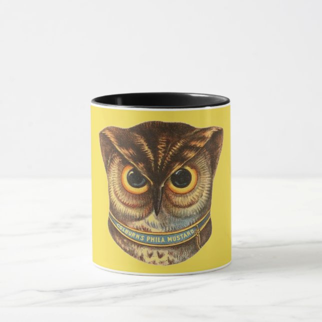 Vintage Eule-Illustration Tasse (Zentrum)