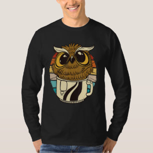 Vintage Eule in einer Kaffeetasse Kaffee Nachteule T-Shirt