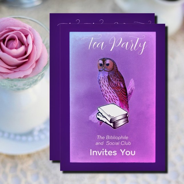 Vintage Eule mit Büchern - Tee-Party Einladung (Von Creator hochgeladen)