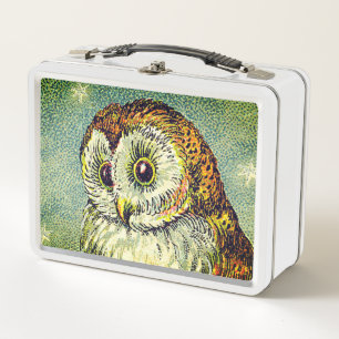 Vintage-Eule niedliche Illustration Scheuneule tea Metall Brotdose
