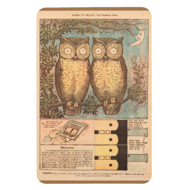 Vintage Eule niedlicher Fall Handwerk Kinder blau  Magnet (Vertikal)