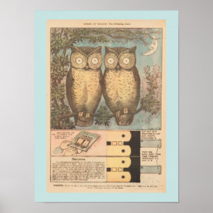 Vintage Eule süßer Herbstbastelarbeit Poster