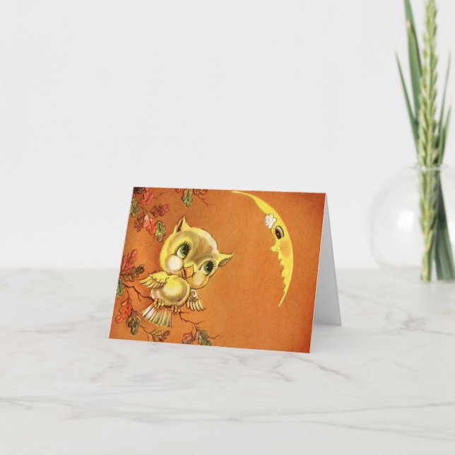 Vintage Eule und Mond Karte (Vorderseite)