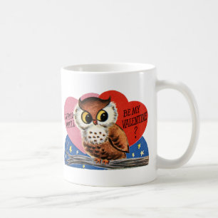 Vintage-Eule zum Valentinstag Kaffeetasse