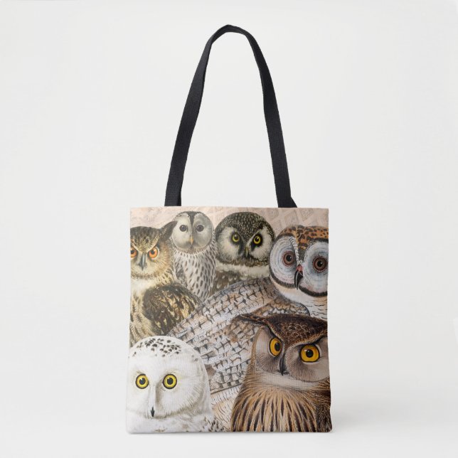 Vintage Eulen-Collage Tasche (Vorderseite)