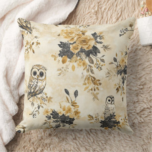 Vintage Eulen & Florales Botanisches Muster (5) Kissen