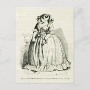 Vintage Eulenfrau Postkarte