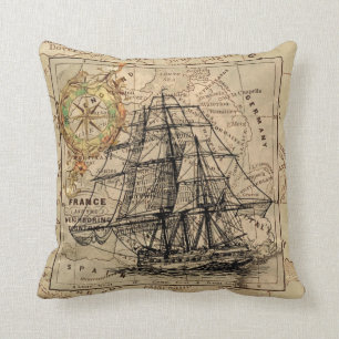 Vintage-Europa-Alte Navigations-Seekarte Kissen