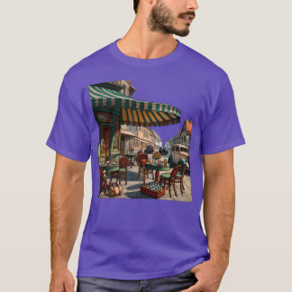 Vintage europäische Cafészene Freunde T-Shirt