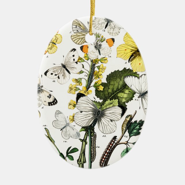 Vintage europäische Schmetterlinge Keramik Ornament (Vorne)