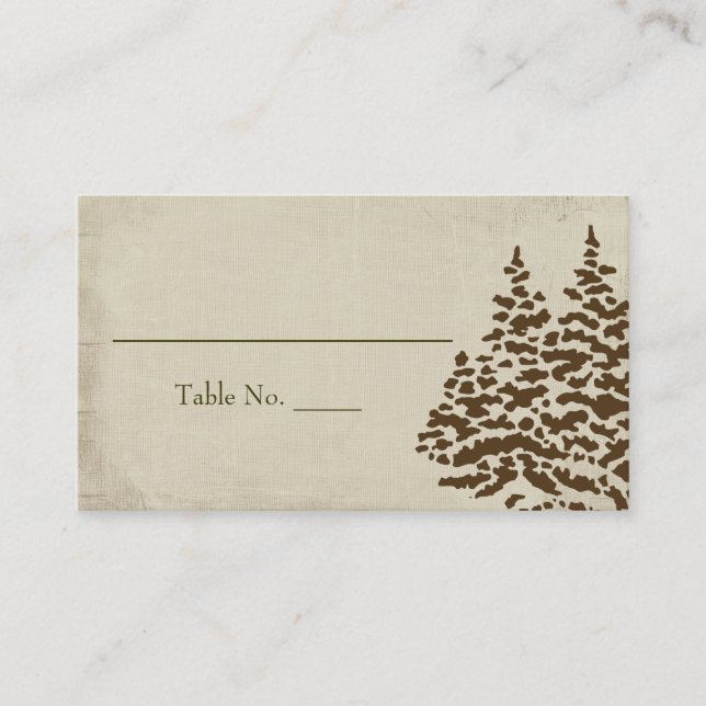 Vintage Evergreen Wedding Cards Platzkarte (Vorderseite)