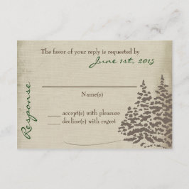 Vintage Evergreen Wedding Response Card RSVP Karte