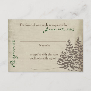 Vintage Evergreen Wedding Response Card RSVP Karte