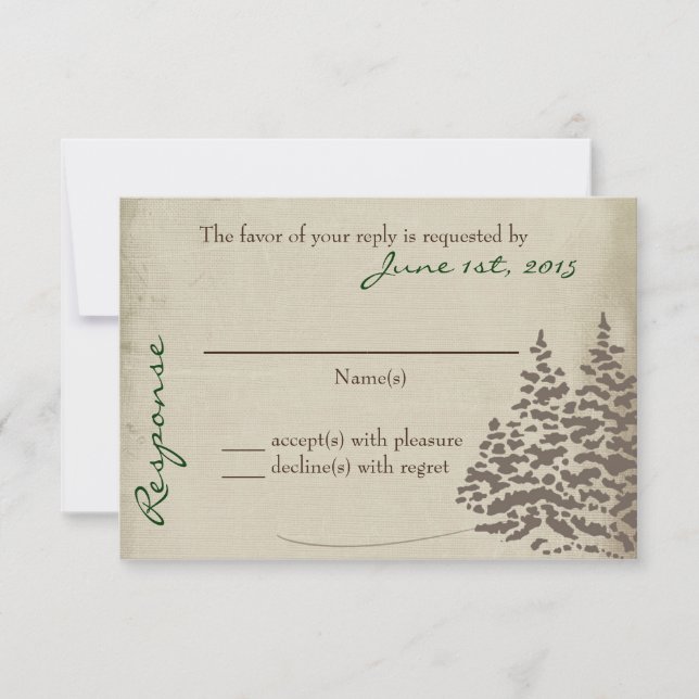 Vintage Evergreen Wedding Response Card RSVP Karte (Vorderseite)