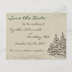 Vintage Evergreen Wedding Save the Date