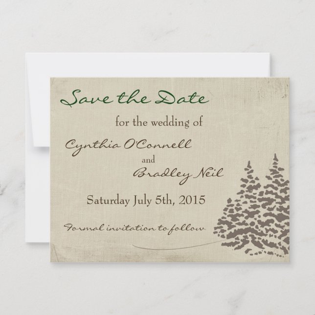 Vintage Evergreen Wedding Save the Date (Vorderseite)