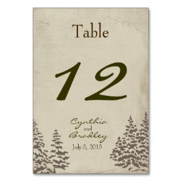 Vintage Evergreen Winter Wedding Tischnummer