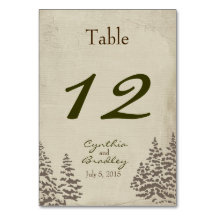 Vintage Evergreen Winter Wedding Tischnummer