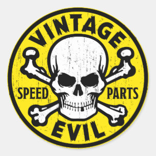 Vintage Evil 007A Runder Aufkleber