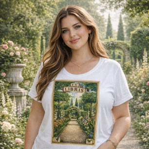 Vintage Ex Libris Gartenweg Buchillustration Große Größe T-Shirt